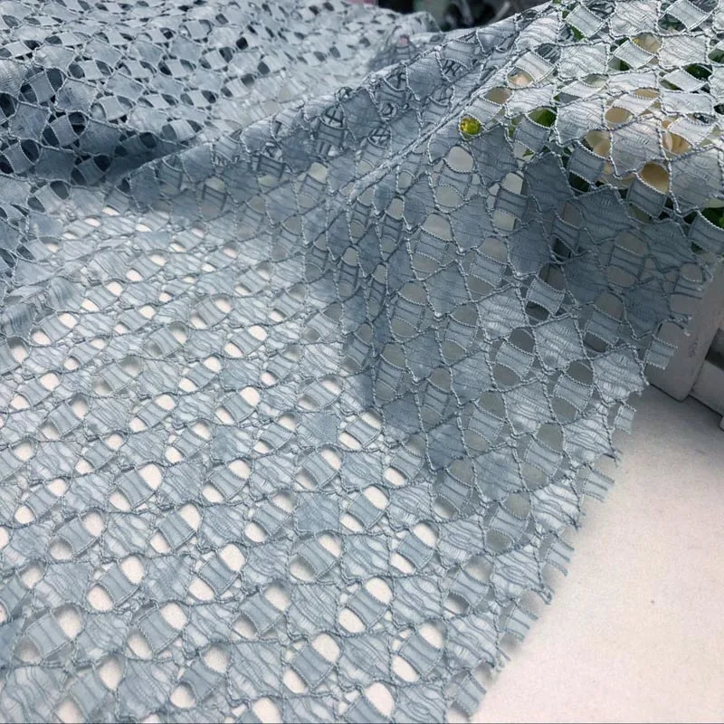 Blue lace fabric Высококачественная швейцарская Геометрическая кружевная ткань, ручная работа, платье своими руками, нигерийский ажурный кружевной модный кружевной материал - Цвет: Blue lace fabric