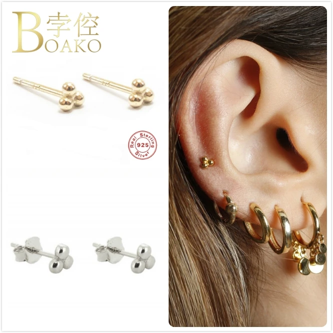 

925 Sterling Silver Earrings For Women Small Geometric Stud Earrings Girl Cartilage Ear Bone Earring Men minimalism aretes Z5
