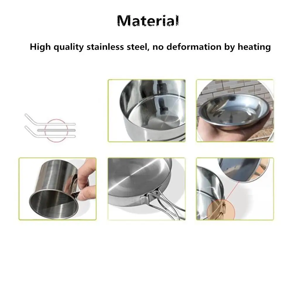 GloryStar 8pcs/set Outdoor Stainless Steel Pot Set Mountaineering Camping Portable Barbecue | Спорт и развлечения