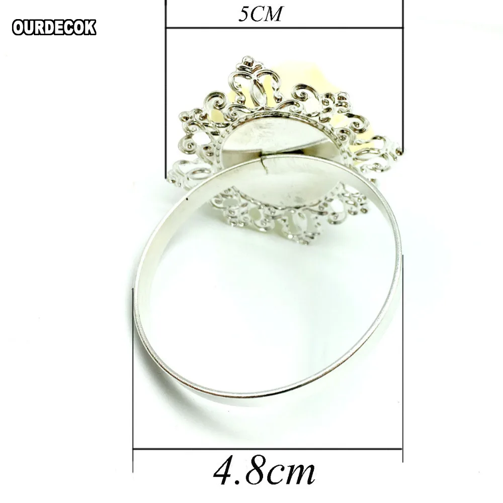 25 шт./лот декоративные золотые кольца держатели для салфеток с розовым цветком