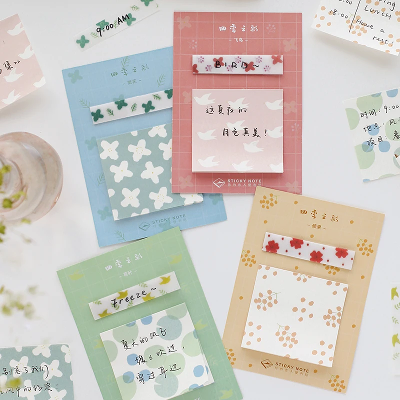 

12PCS/LOT the Color of the Four Seasons sulfuric acid paper creative and lovely n times stickers memo pad