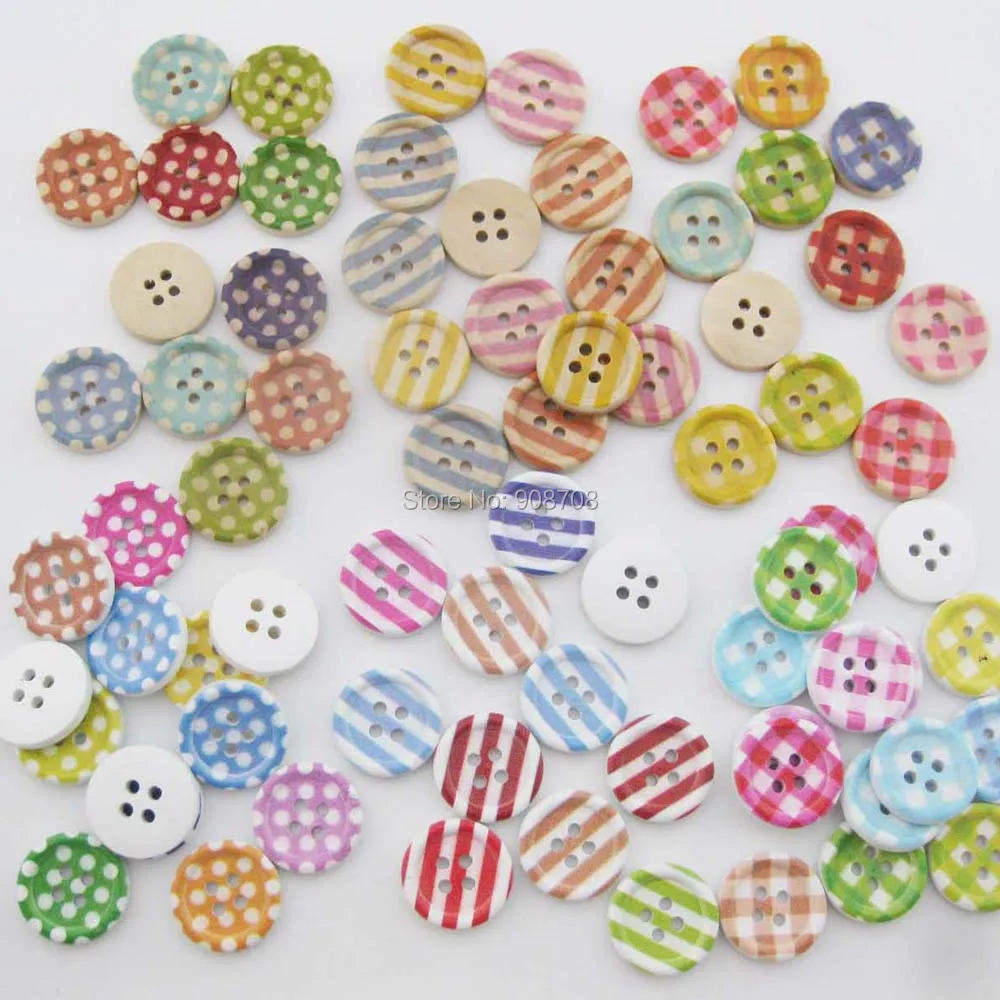 Multisizes с 4 отверстиями деревянные пуговицы для шитья смешанные 100 шт. DIY