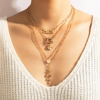 doocna new trendy letter 2021 snake pendant necklace for women gold multi layer geometric fashion party jewelry collar 18233