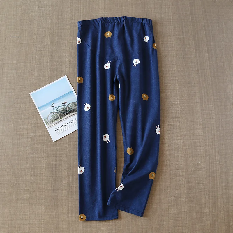 

Autumn Pregnant Women Pyjama Bottoms Cotton Long Loose Plus-sized Confinement Maternity Pants Adjustable Belly Lift Lounge Wear