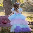Детское платье с единорогом, длинное Радужное платье для девочек