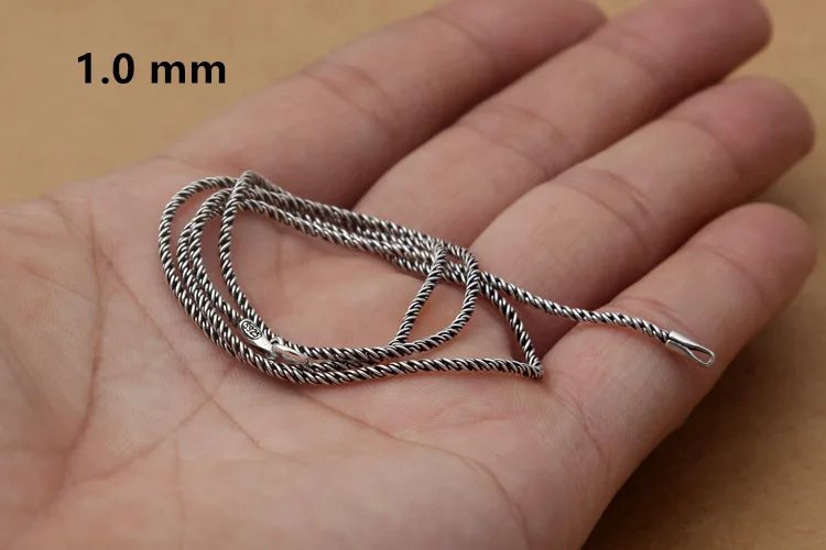 1 mm Твердые 925 пробы Серебряная тесьма на веревочной цепочке Цепочки и ожерелья для изготовления ювелирных изделий Топ ювелирных изделий Ремесла Компоненты 925 цепи диаметр 1,0/1,5/2,0 мм - Цвет: 1 mm