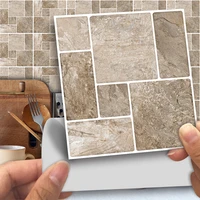 funlife%c2%ae beige stone mosaic wall sticker removable oil proof peel stick diy tile sticker for bathroom kitchen backsplash floor