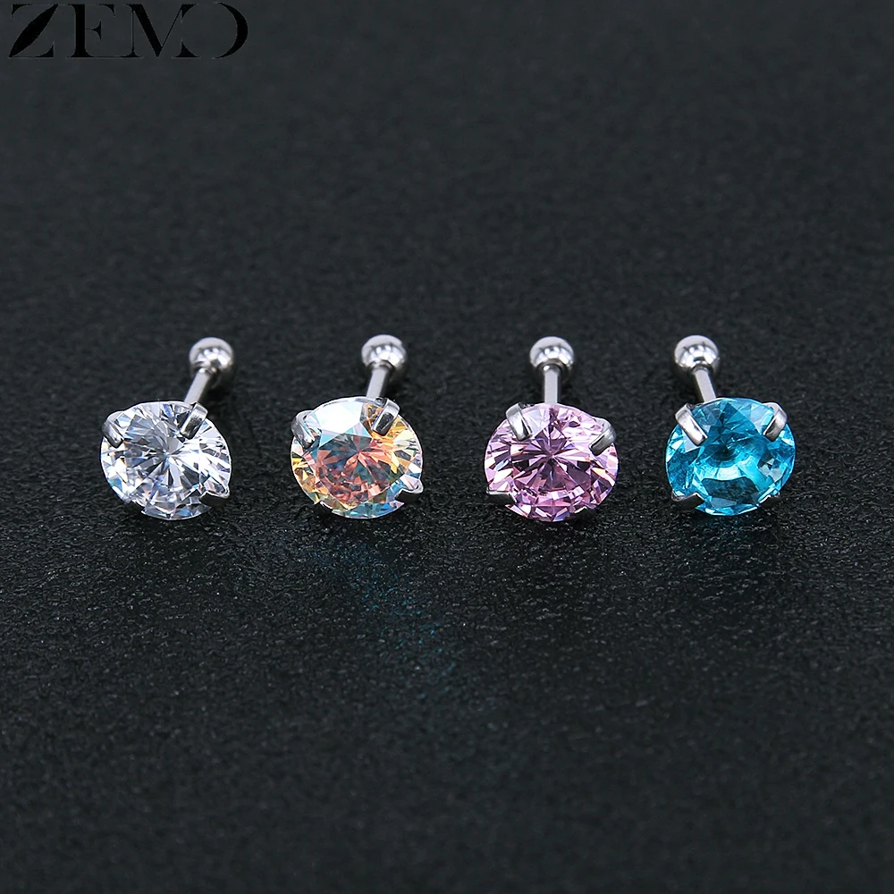 Женские серьги-гвоздики из нержавеющей стали с фианитом 3-8 мм | Украшения и