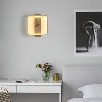 led wall lamp wall clock modern design nordic luxury simple and modern for hotel bedside living room squareround light fixture