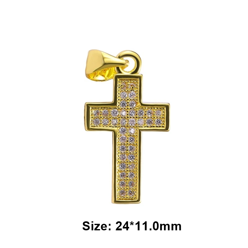 Gold Juya Micro Pave Циркон Религиозная Христианская подвеска в форме Креста для ручной работы Иисуса христианского браслеты Изготовление ювелирных ожерелий - Окраска металла: Gold