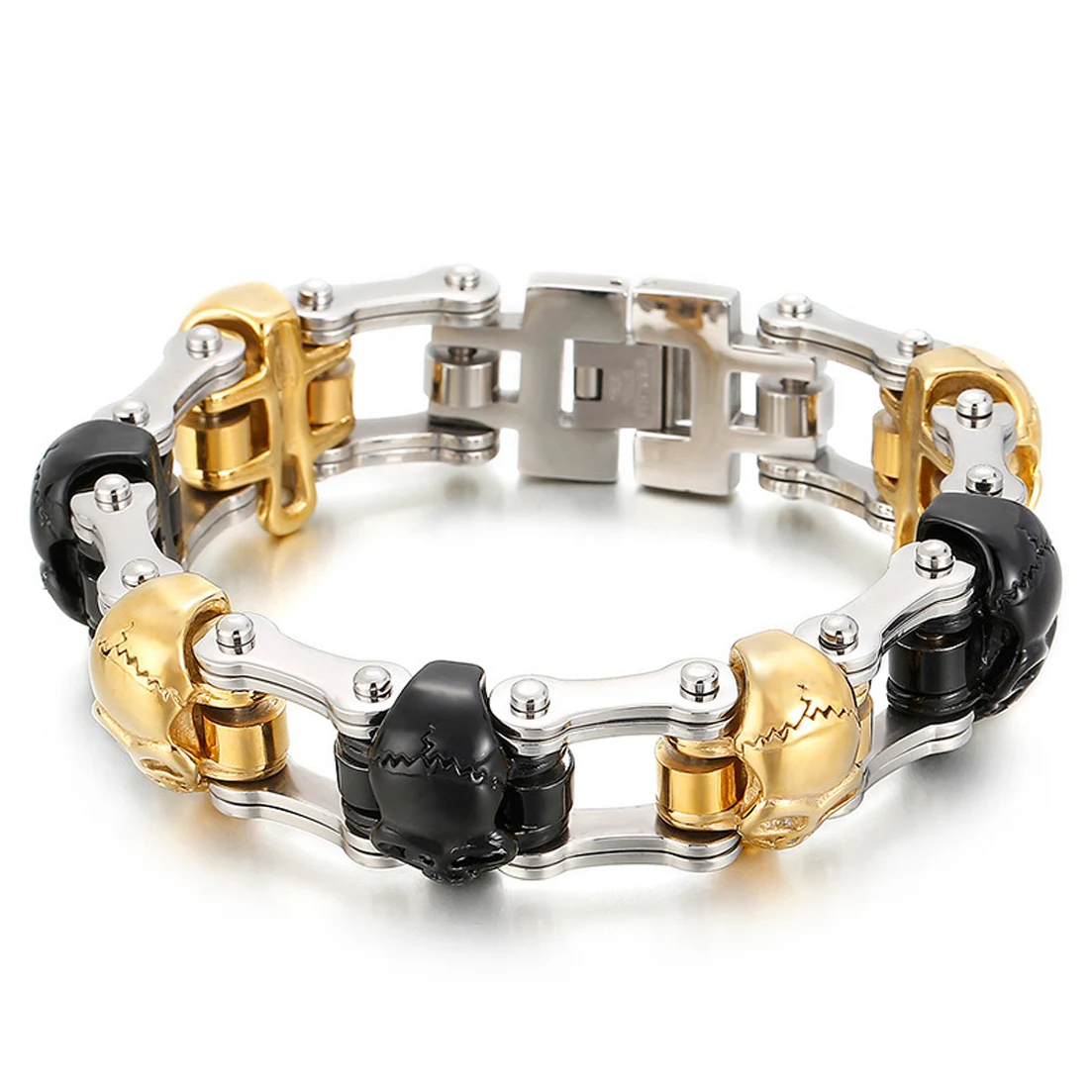 

New Design Punk Stainless steel Bracelet For Men Motorcycle Bike Bicycle Skull Chain Jewelry Bangle Popular Friendship Gift
