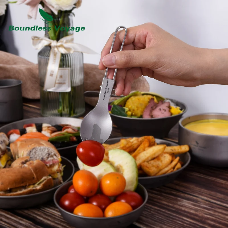 Безграничные путешествия титановые столовые приборы Складная Ложка Вилка Spork