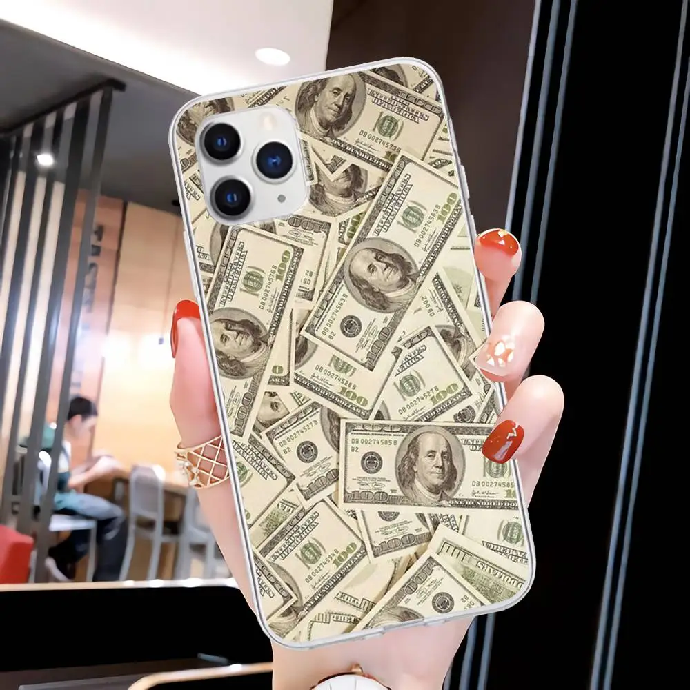 

Money Dollars Bill Cash Ben Franklin Transparent Phone Case For Samsung Galaxy A21S A71 S9 S10 Plus Lite S20 Note 20 Ultra Cover
