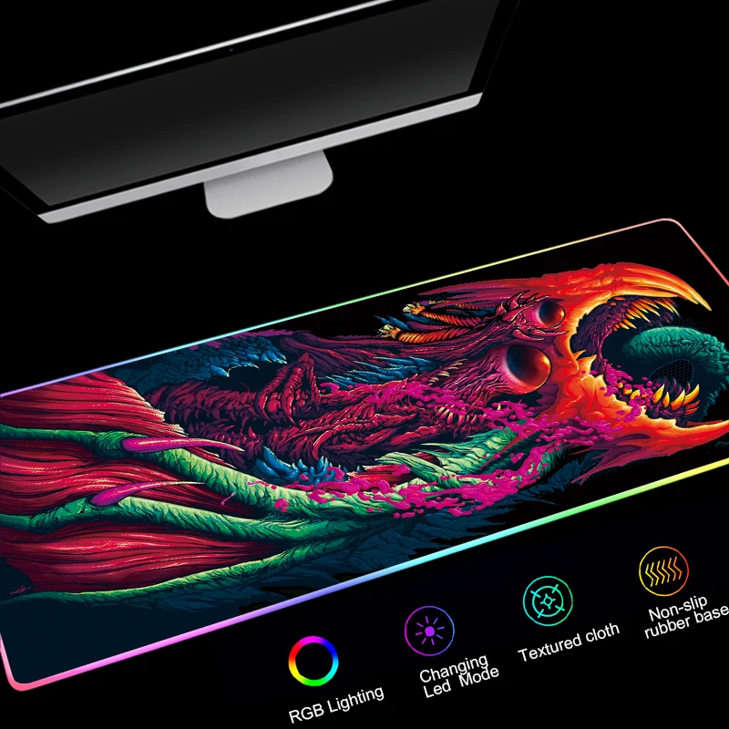 CSGO 900x400 мм игровой коврик для мыши RGB большой геймер компьютерная светодиодная