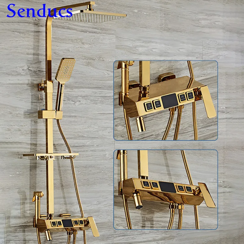 Набор для душа в ванную комнату 12 дюймов насадка тропического Золотая Душевая