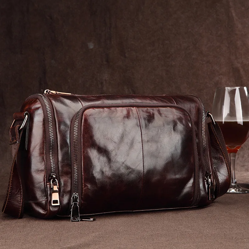 Сумка на плечо мужская из натуральной кожи сумочка кросс-боди воловьей в