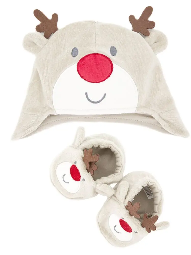 Honeyzone Рождественская Детская шапка с оленем комплект для новорожденных реквизит