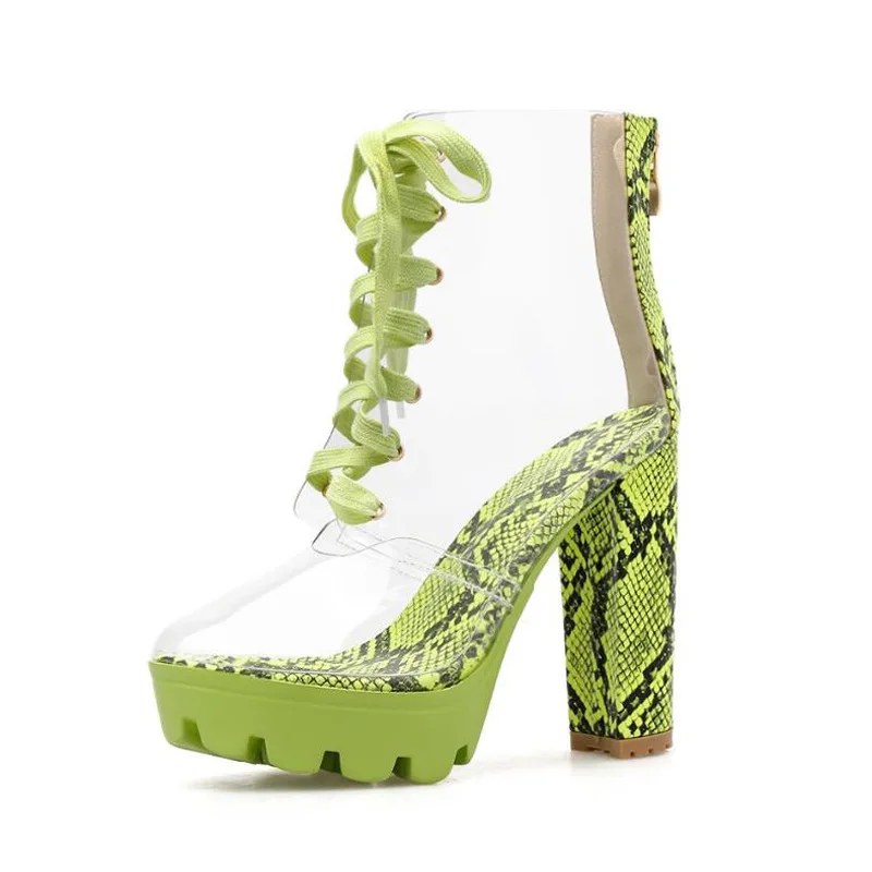 

Fashion thick heel transparent high top strapping women's cool boots spring new high heel thick bottom sandals summer boots