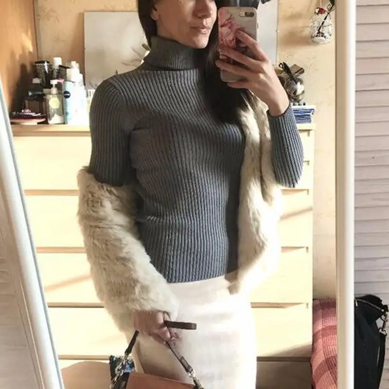 

Sweater Women KALENMOS Korean Spring Autumn Winter Knitted Soft Jumper Japan Turtleneck Francais Femme Elastic Casual Pullover