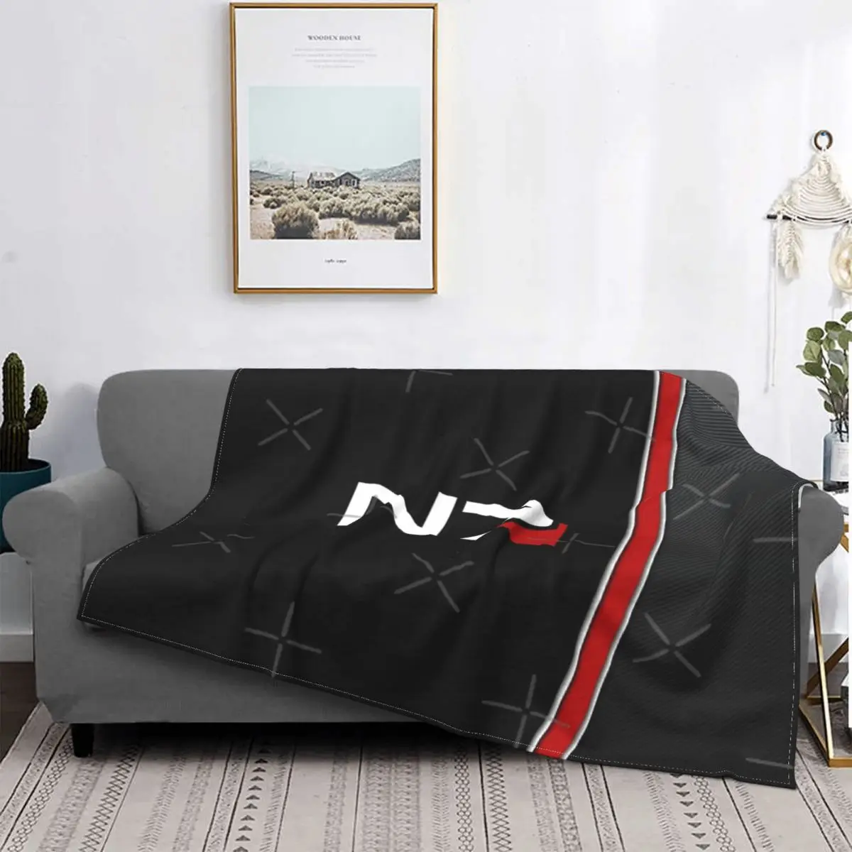 

Manta con emblema de efecto masa N7, colcha para cama a cuadros, manta a cuadros, 150