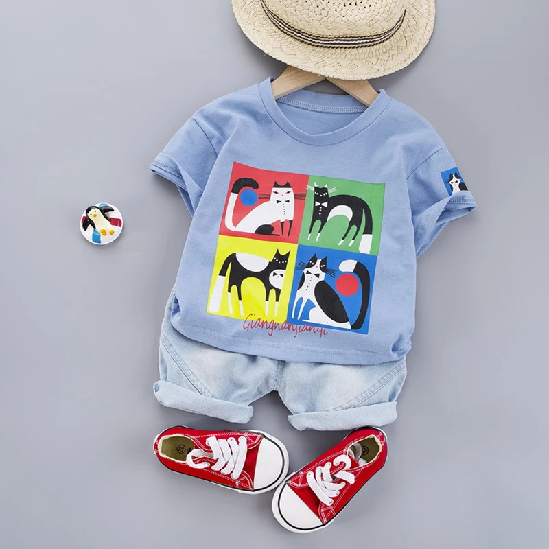 

Hot Sale Boys Clothes Fashion Cartoon Boy girl Suit Set Kids Costume Boy Clothing Set T-shit + shorts summer Children clothing