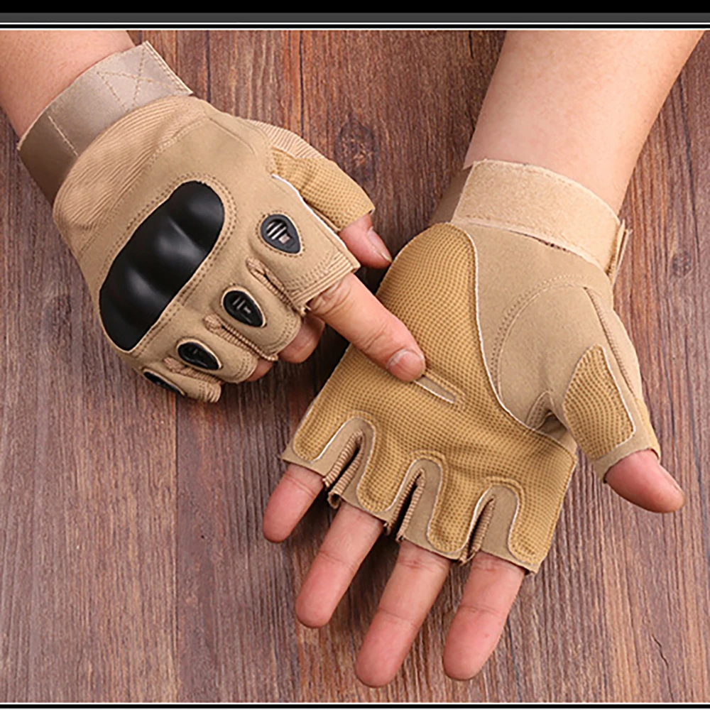 Военные мужские боевые перчатки с открытыми пальцами тактические для улицы
