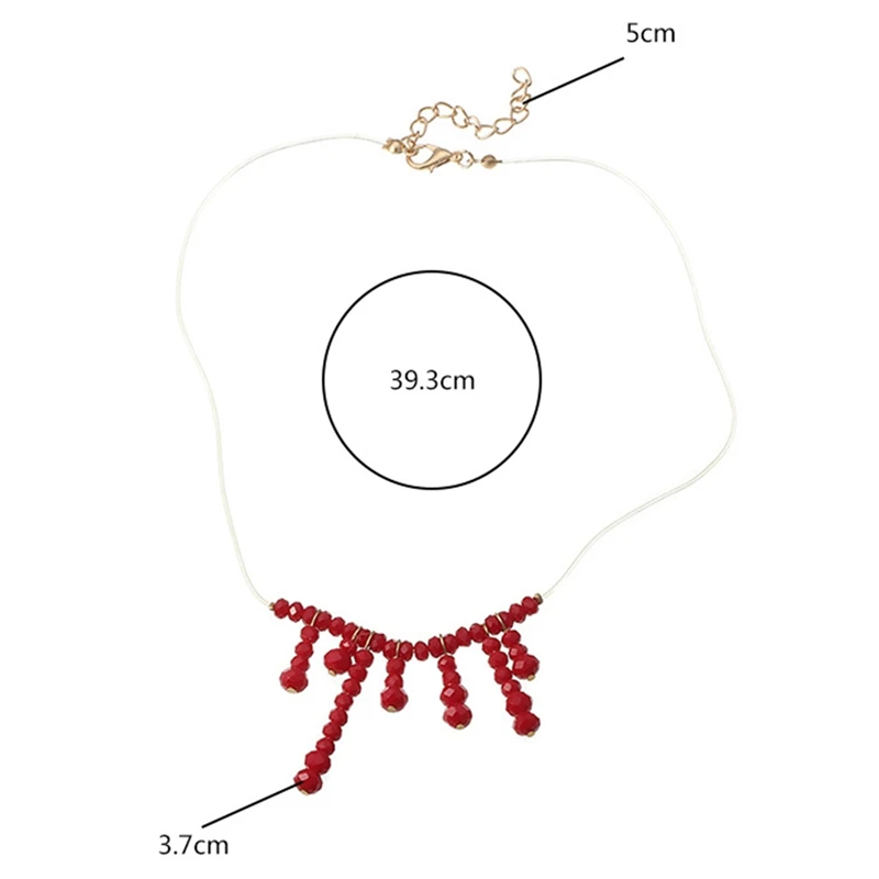 

2021 1PC Personality Exaggerated Funny Red Bead Necklace Girl Temperament Necklace Clavicle Chain Pendant Necklace Jewelry