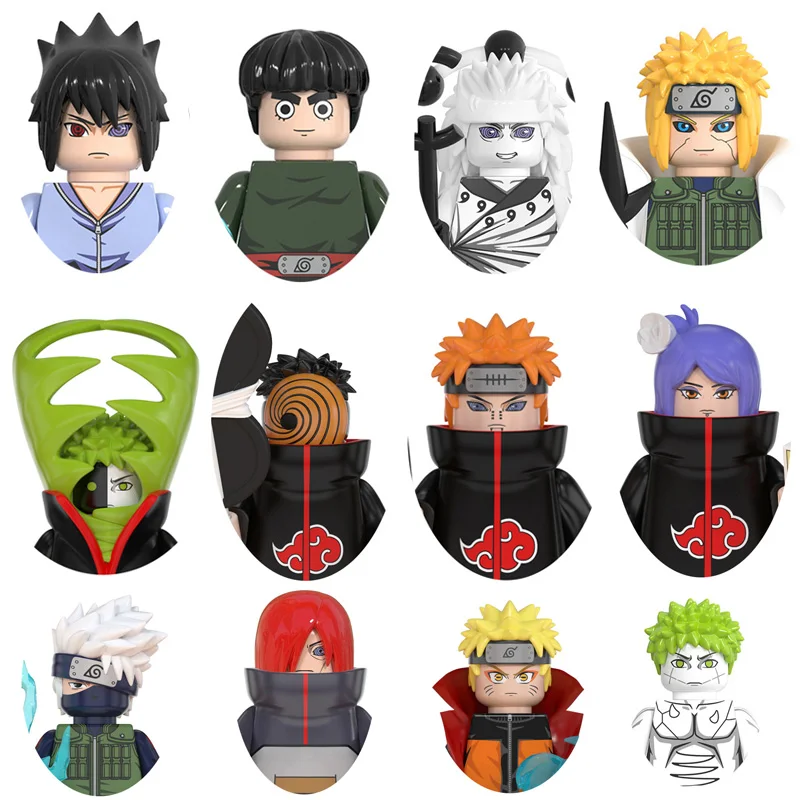 Кубики Narutos Sasuke Kakashi Akatsuki аниме Мультяшные мини-фигурки сборные головки игрушки