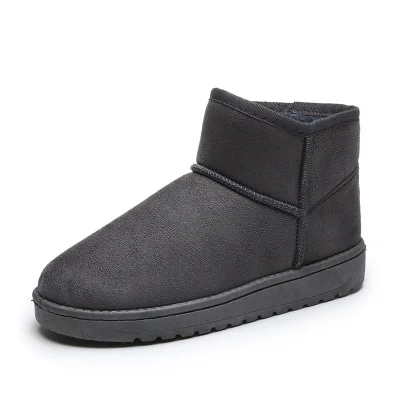 XWM346-grey Женские Теплые ботильоны с искусственным мехом; зимние модные ботинки на плоской подошве; светильник; Теплая обувь; Booten; XWX7088 - Цвет: XWM346-grey