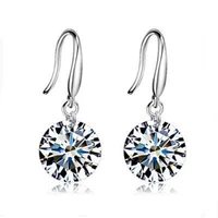 new 925 sterling silver fashion jewelry fashion long pendant earrings round shape zircon temperament women birthday gift