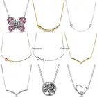 Женское ожерелье из серебра 925 пробы, со сверкающими розовыми бабочками