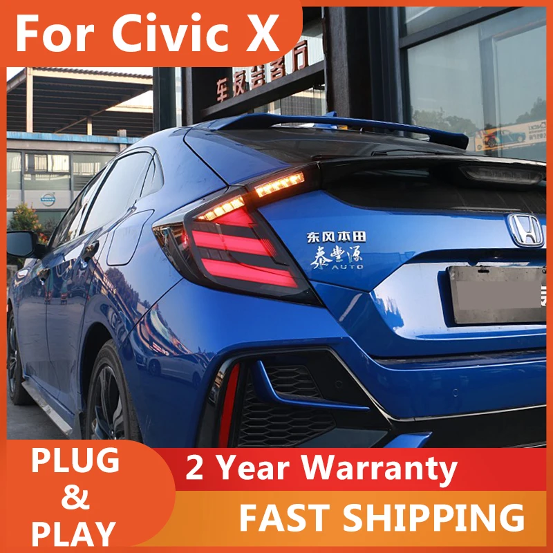 

Светодиодный задний фонарь для Honda Civic, тип X, тип R, запчасти для 10-го хэтчбека, светодиодный динамический сигнал поворота 2017, светодиодный ст...