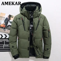 men down high quality thick warm winter jacket hooded thicken duck down parka coat casual slim overcoat with many pockets mens