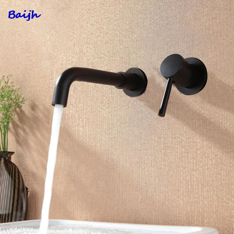 

New Brass Wall Mounted Basin Faucet Sink Tap Single Handle Water Tap Swivel Hot And Cold Bath Mixer Brushed Rose Gold Bathroom