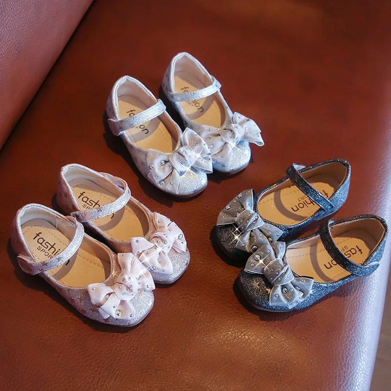 

Fashion Baby Girls Kids Children Flats Shoes Anti-Slippery Bling Hook & Loop For Kids Flats Shoes Casual Quality New Autumn 2021