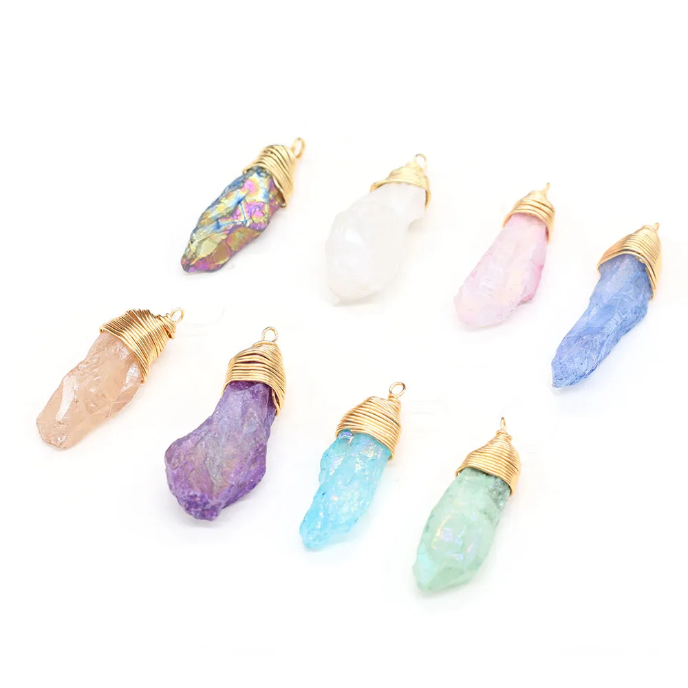 

Natural Crystal Stone Irregular Shape Pendant Stone Pendant DIY for Necklace or Jewelry Making Size 15x50-20x55mm Royal blue