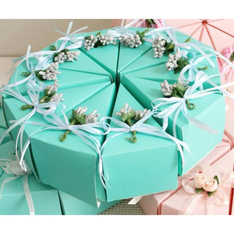 10 шт. в форме торта элегантные коробки для конфет цветочный дизайн упаковки