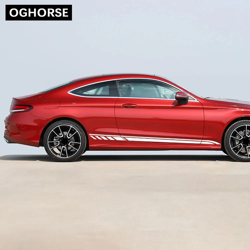 2 шт. наклейка на дверь боковая юбка Наклейка тело для Mercedes Benz C Class Coupe 2019 W205 C180 C200