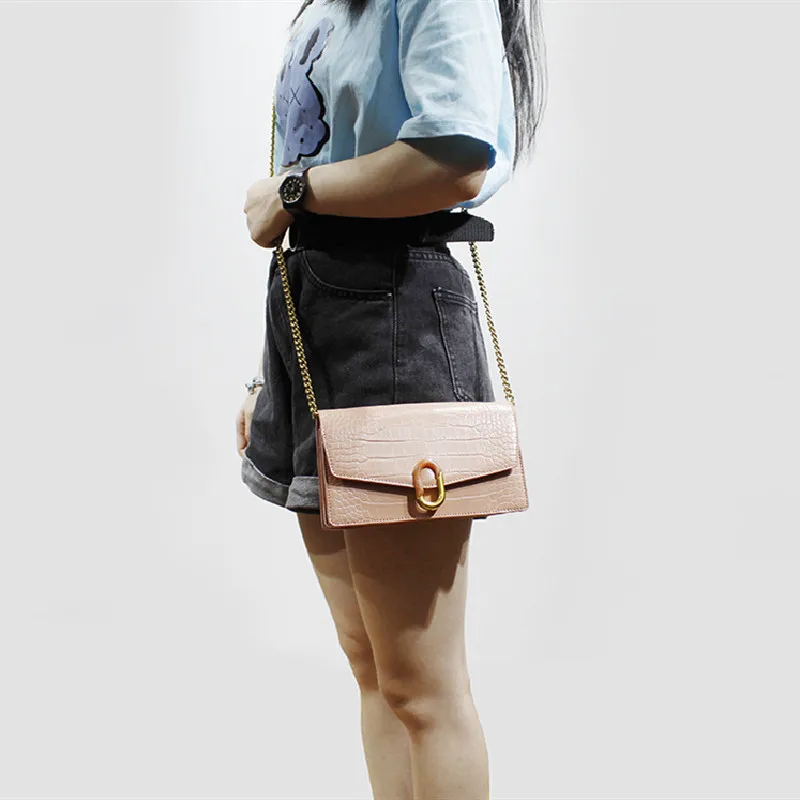 

2020 Handbags New Crocodile Pattern Stitching Buckle Long Wallet Ladies One-Shoulder Chain Crossbody Flap Small Square Bag
