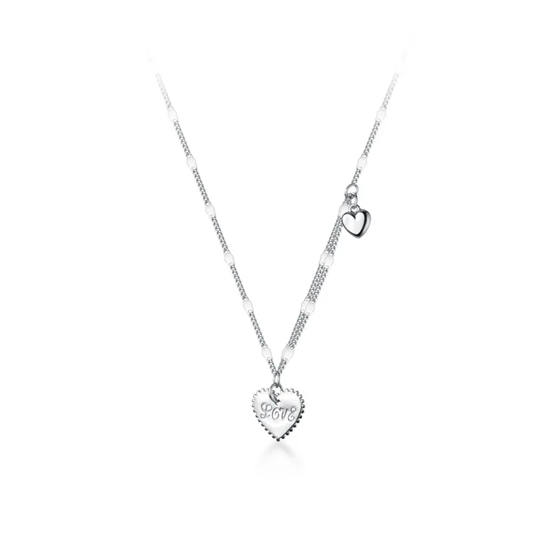 

Ginin 925 Sterling Silver Necklace for Women Korean Style Sweet Glossy Elegant Heart Pendant Love Letter Choker Jewelry Bijou