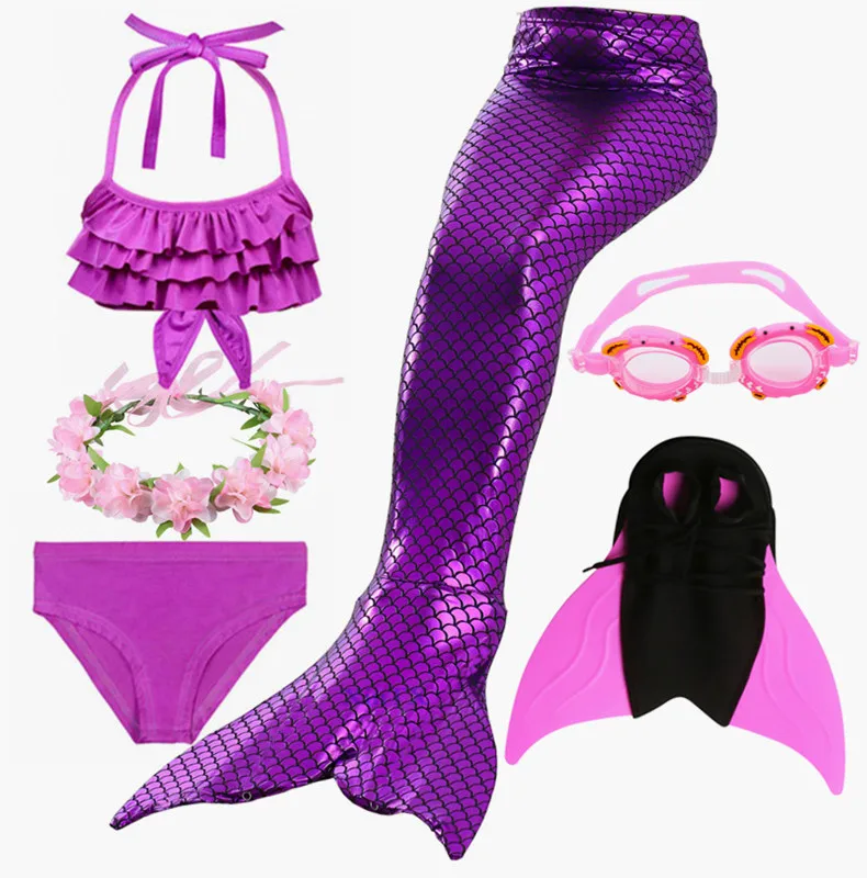 2019 Костюм Русалки с хвостом радуги для девочек костюмированной вечеринки