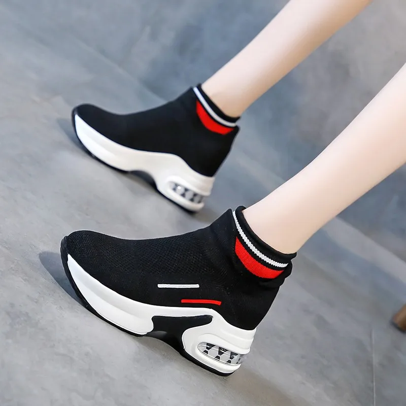 

Net Red Martin Boots Women Spring and Autumn 2021 Summer New Elastic Socks Shoes Thick Bottom All-match Increased Knitted Boots
