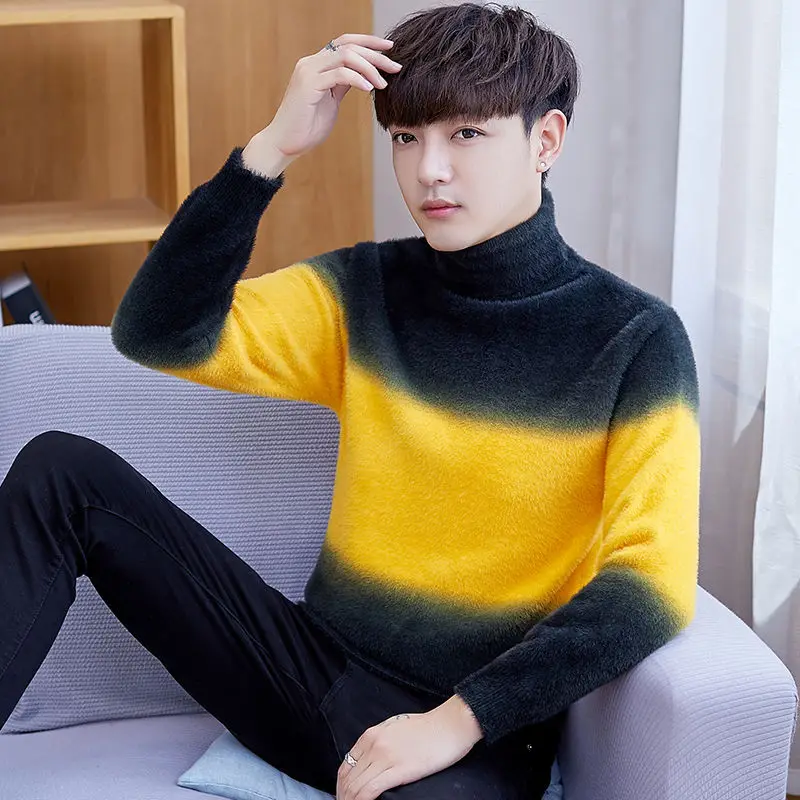 

Новинка Осень-зима 2021 норковый двухсторонний свитер с высоким воротом мужской утепленный свитер Универсальный Мужской пуловер свитер