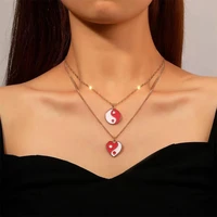 new 2021 fashion double pendant necklace for women men love gossip clavicle chain hip hop punk couple party jewelry wholesale