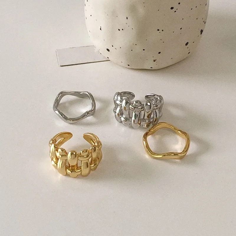 Модные яркие металлические кольца для женщин геометрические нестандартные