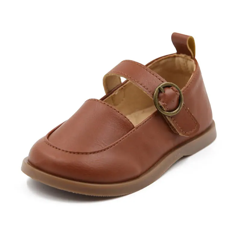 

2021 New Summer Girls Leather Shoes Casual Black Baby Shoes Korean Ladies Restro Children Pu Princess Shoes Kid
