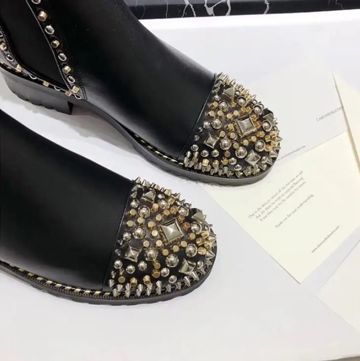 2019 Модные женские ботинки с красной подошвой дизайнерская обувь для девушек шипы
