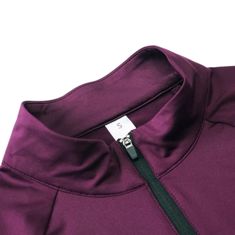 Женская Осенняя Спортивная быстросохнущая одежда на молнии с длинным рукавом