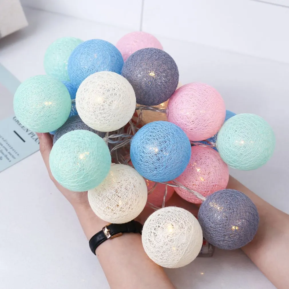 

Светильник ICOCO в виде хлопковых шариков, световая гирлянда на батарейках, рождественское праздничное украшение, предметы интерьера для рож...