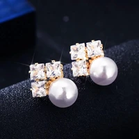 new s925 silver needle zircon pearl stud earrings for women korean fashion jewelry temperament earrings accessories for girls